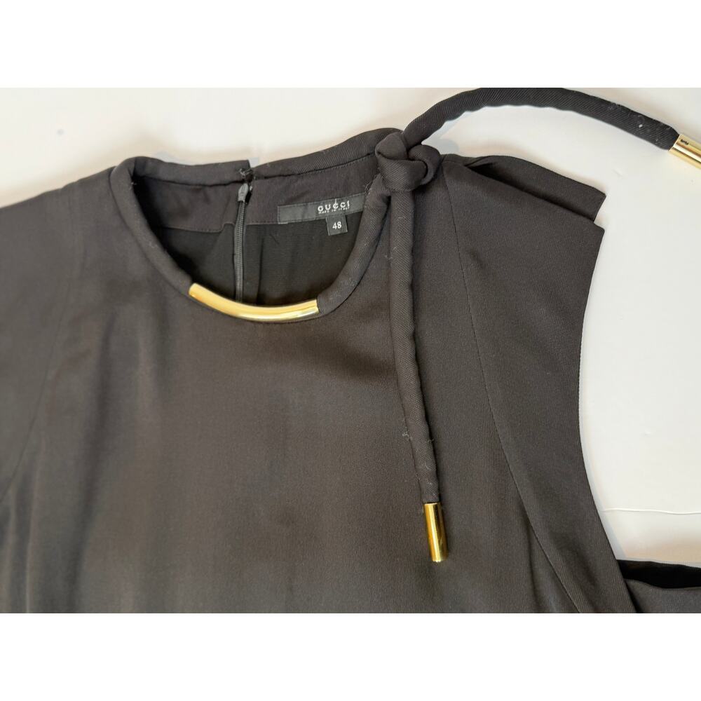 Gucci Italy Frida Giannini Black Dress Gold Hardware Necklace IT Size 48 2010 - Picture 3 of 9